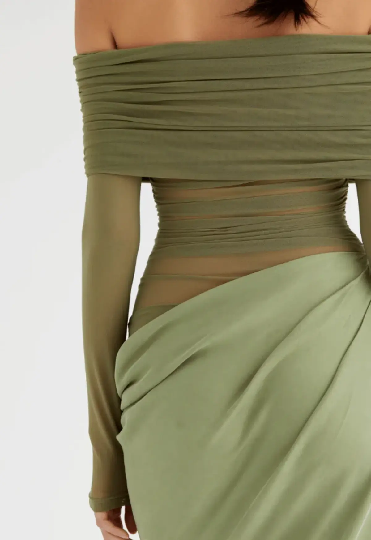 Benni Yasmin Off Shoulder Maxi Dress Pistachio Green Size 8 - Image 3