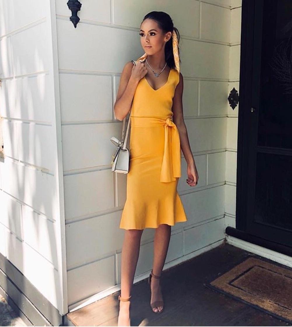 Kookai Miami Tie Dress Mango Yellow Size 8 - Image 2