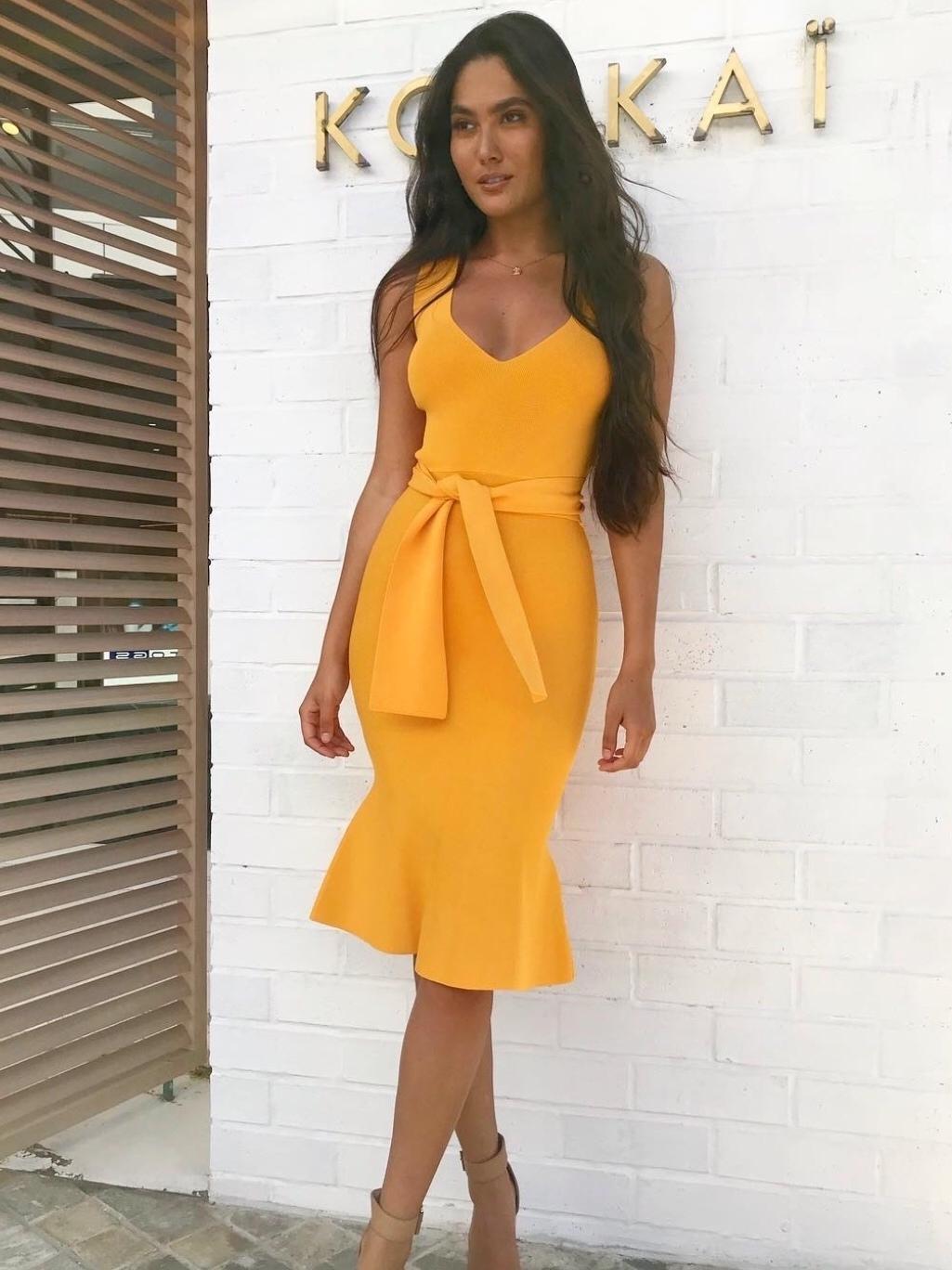 Kookai Miami Tie Dress Mango Yellow Size 8 - Image 1