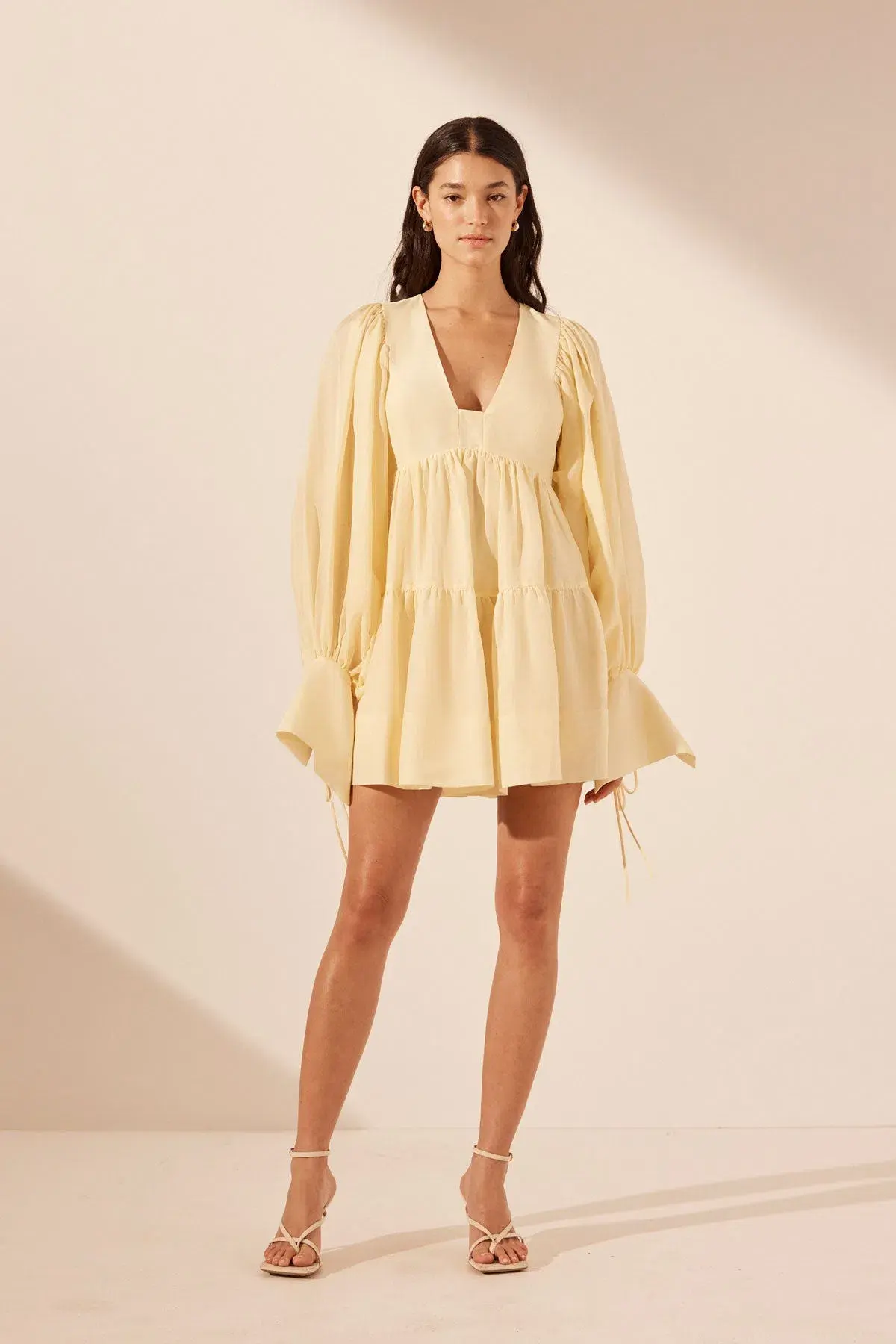 Shona Joy Limon Long Sleeve Mini Dress Lemonade Size 12 - Image 1