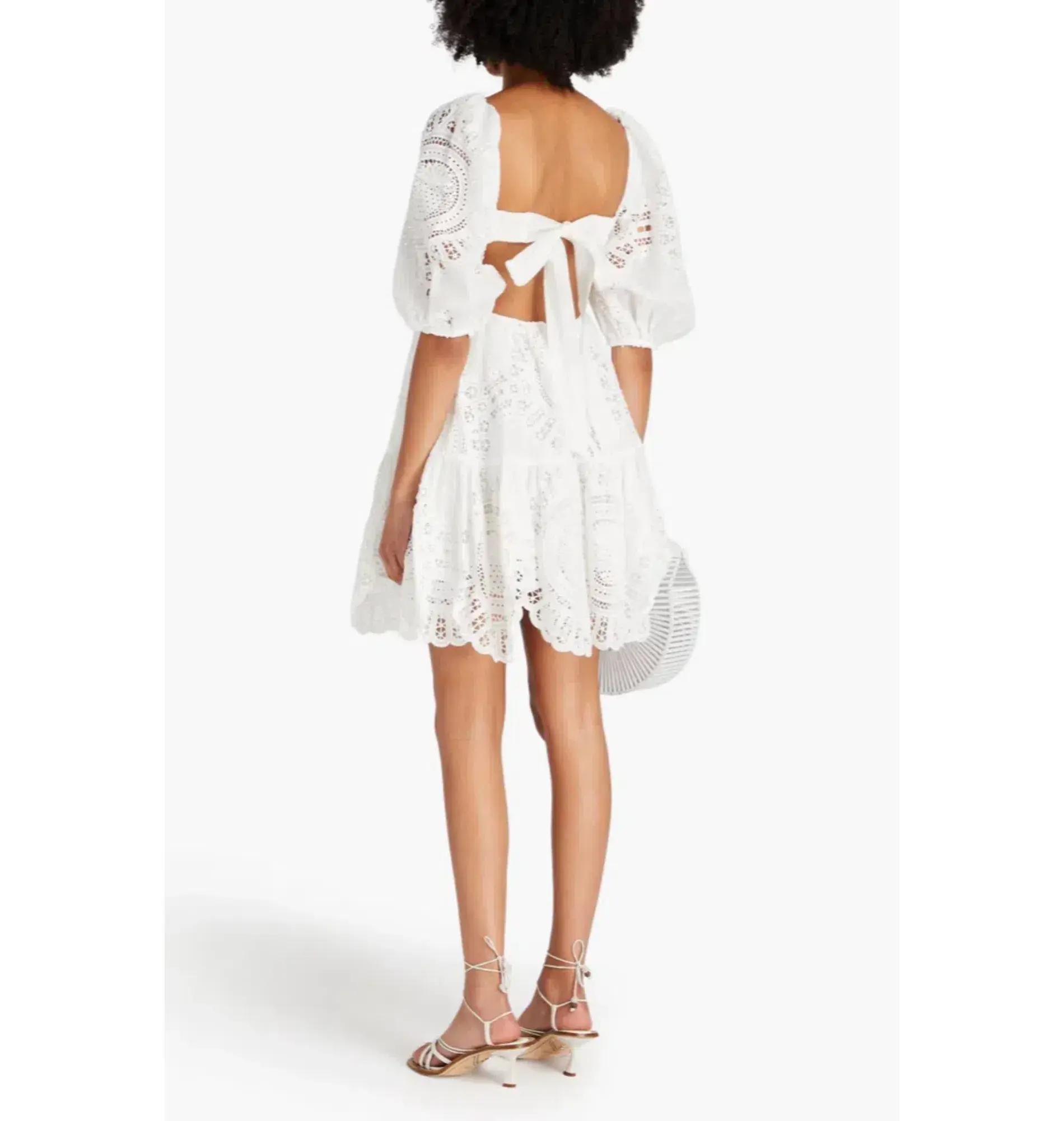 Zimmermann Cutout Broderie Anglaise Linen Mini Dress White Size 1 / AU 10 - Image 2