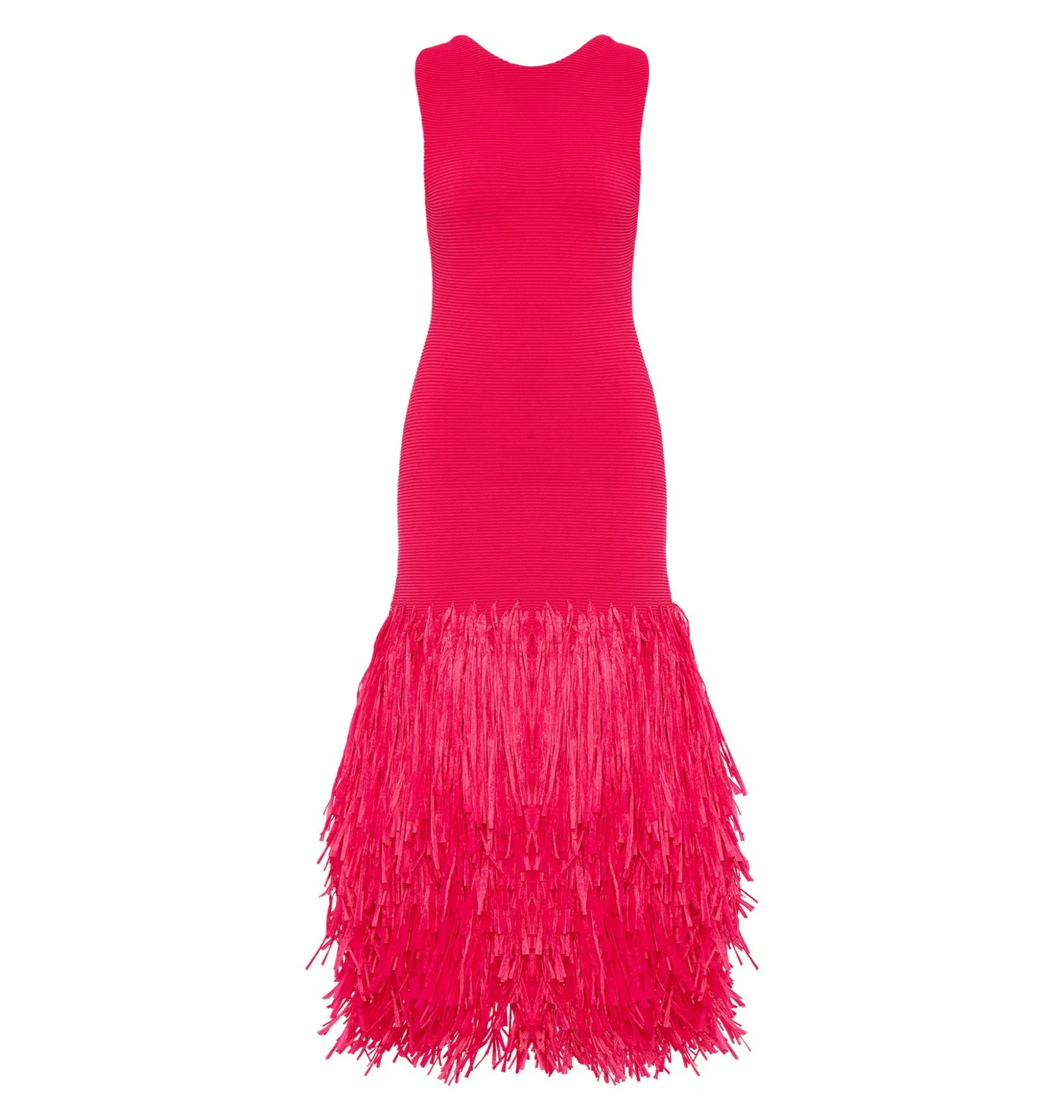 Aje Rushes Raffia Knit Midi Dress Deep Fuschia Size XS / AU 8  - Image 5