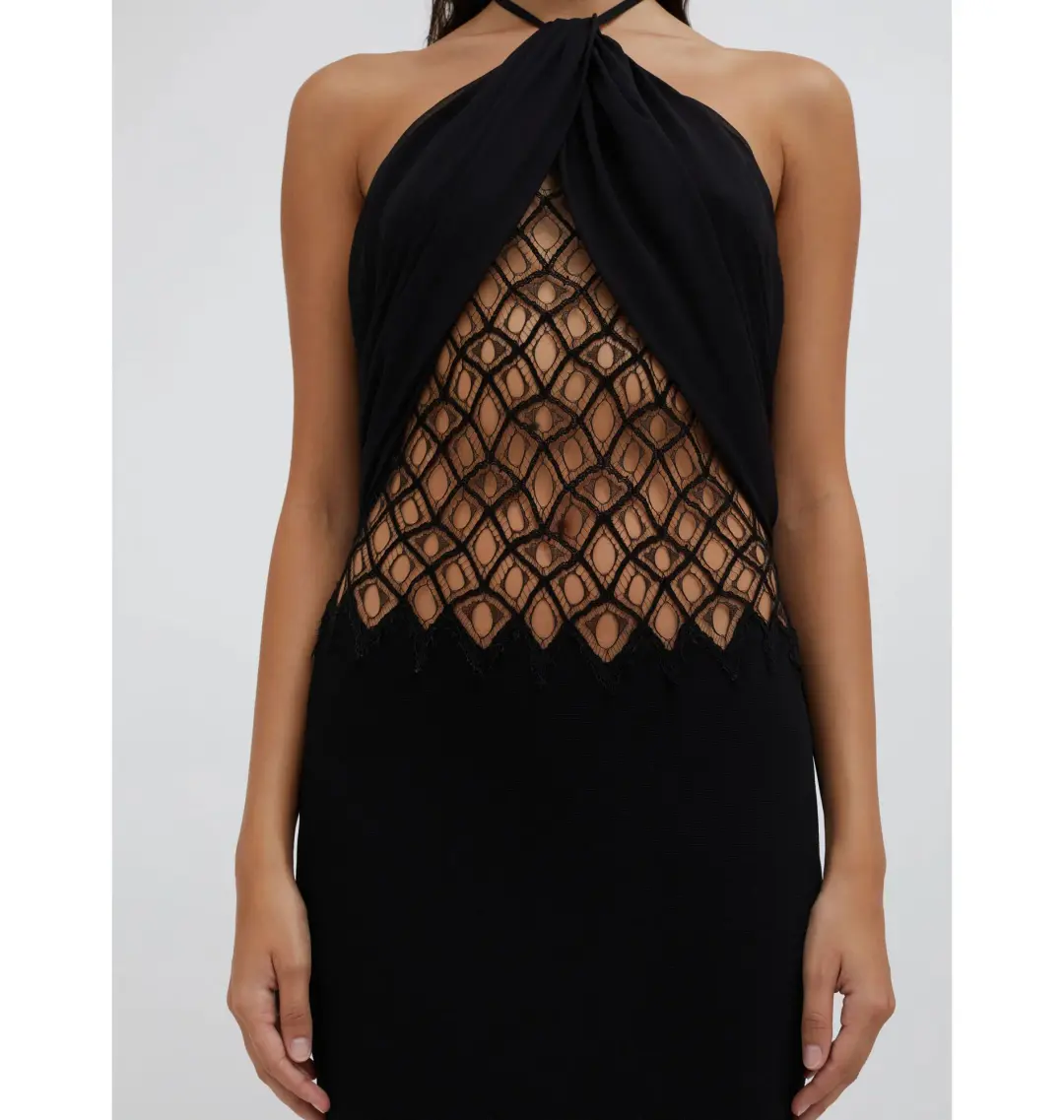 Christopher Esber Fluted Silk Column Dress Black Size AU 8 for rent on The Volte - main image