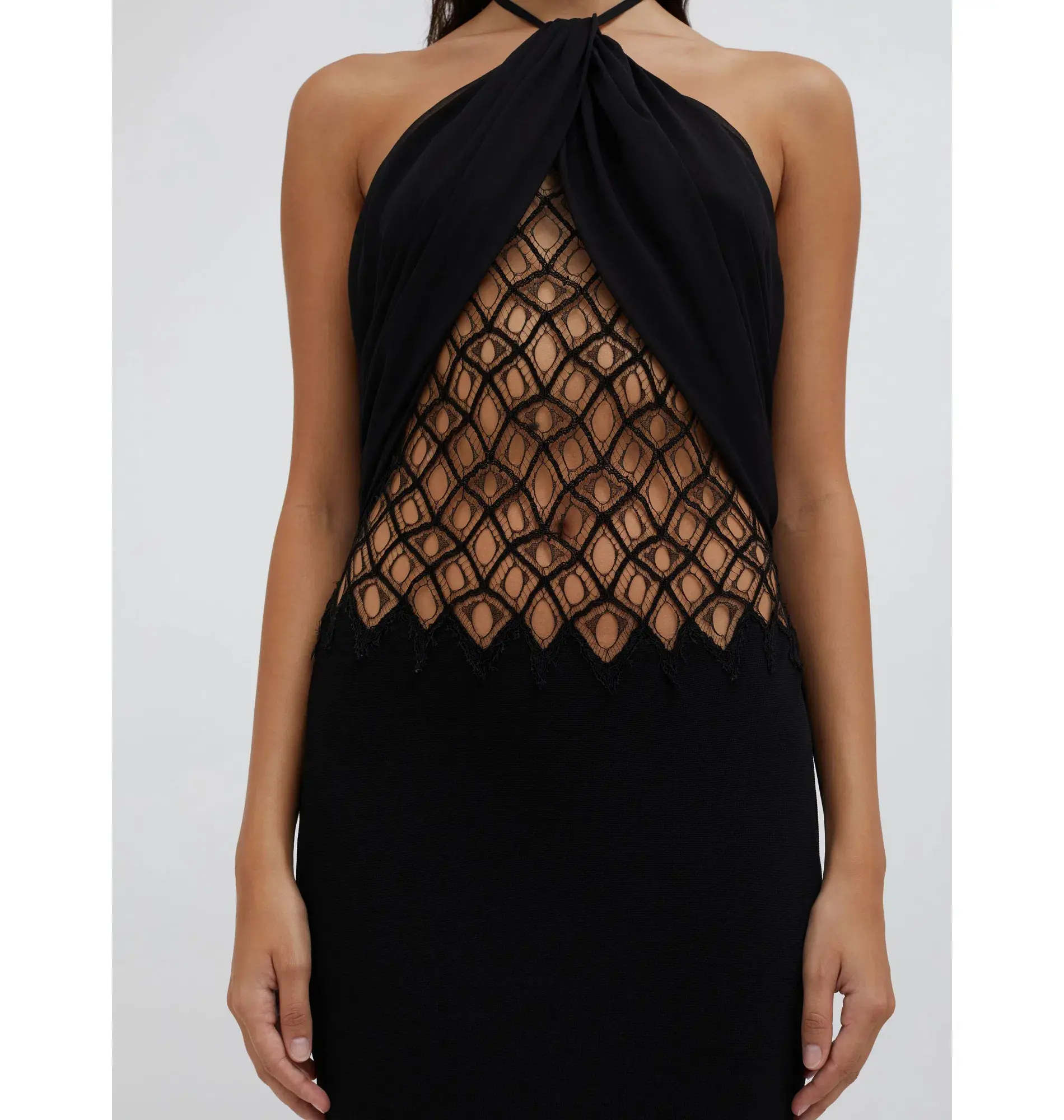 Christopher Esber Fluted Silk Column Dress Black Size AU 8 - Image 3