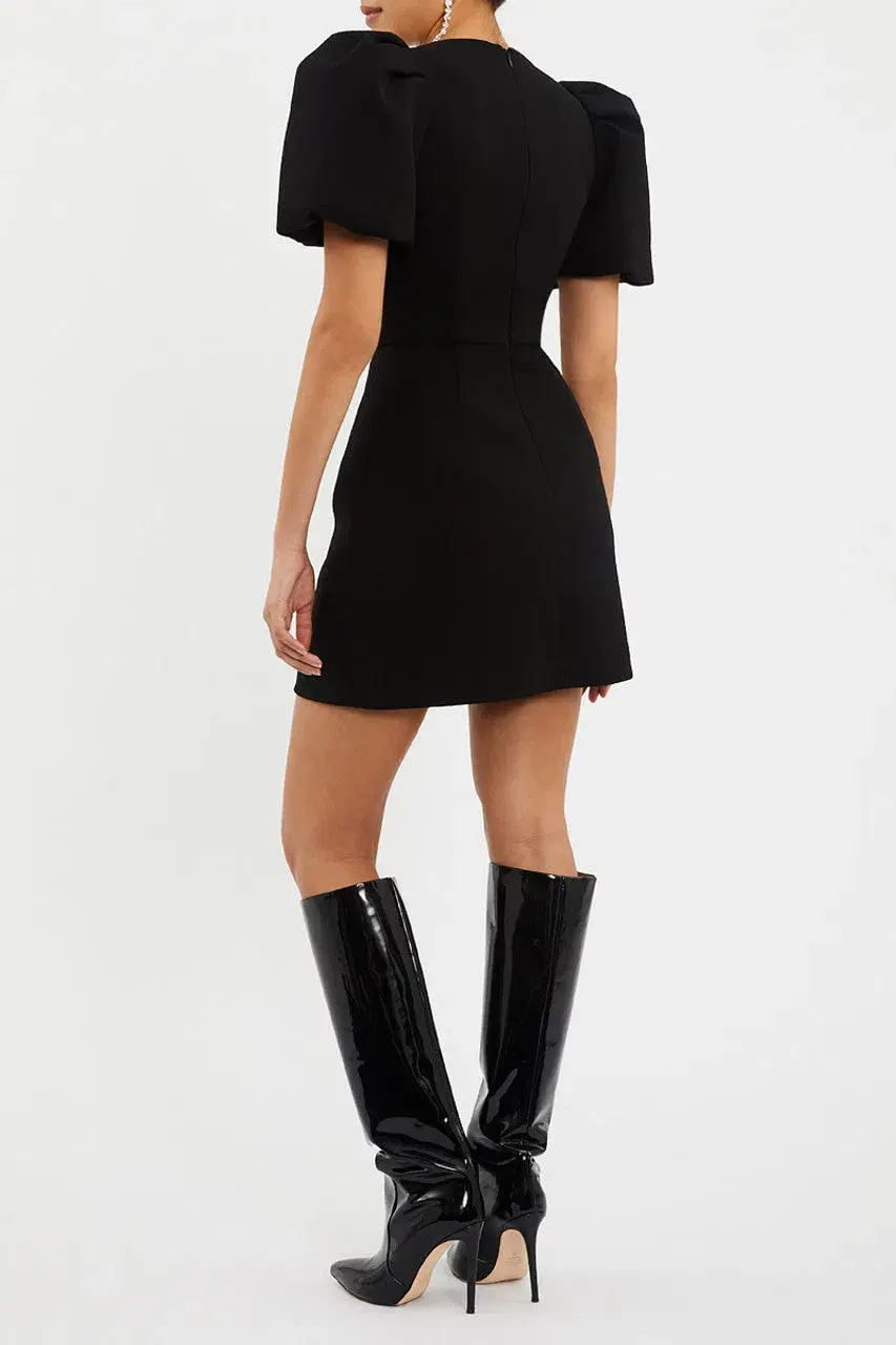 Rebecca Vallance Yvonne Bow Mini Dress in Black Size 12 - Image 3