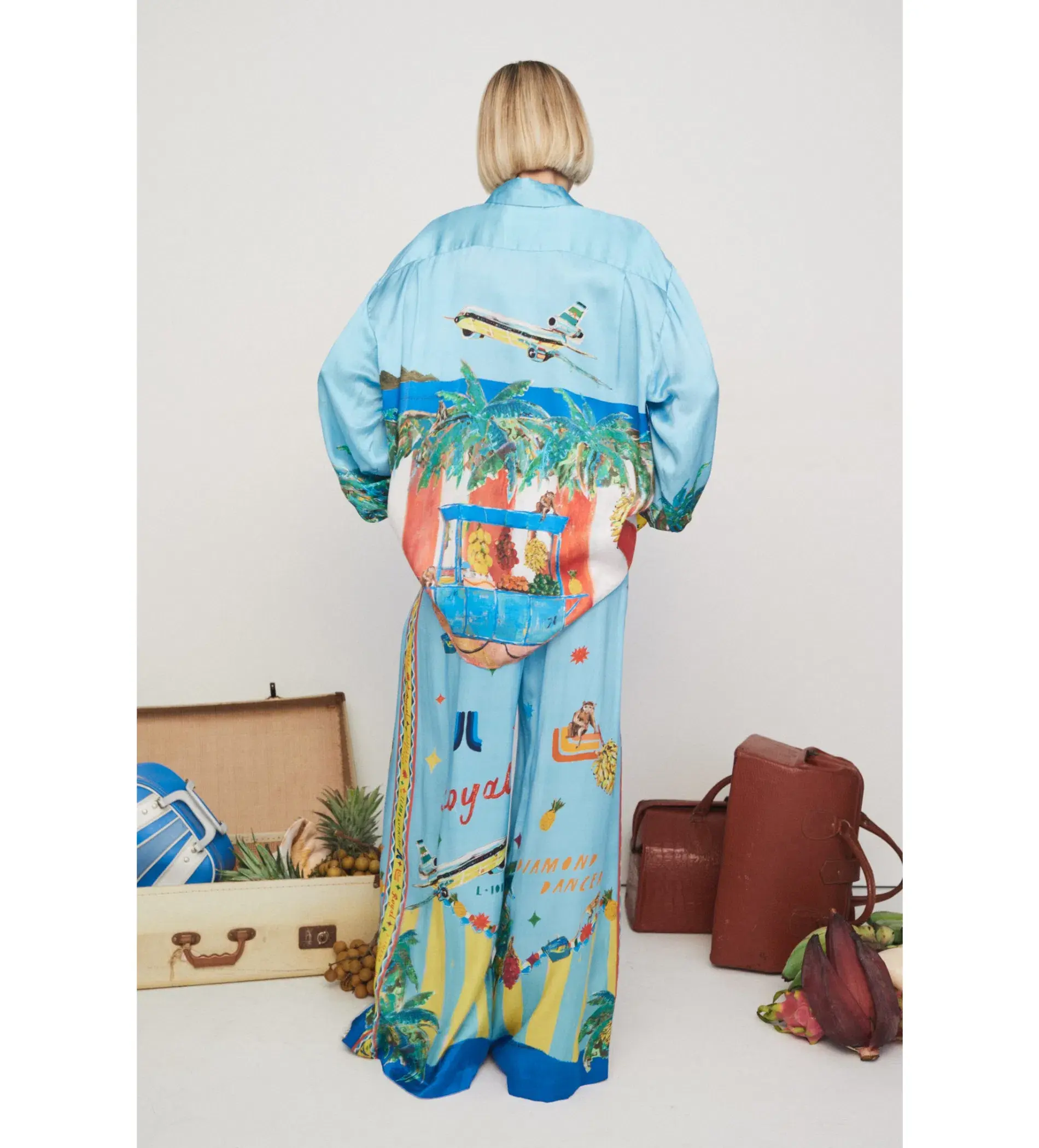 Alemais All Aboard Silk Shirt and Pant Set Print Size AU 14 - Image 3