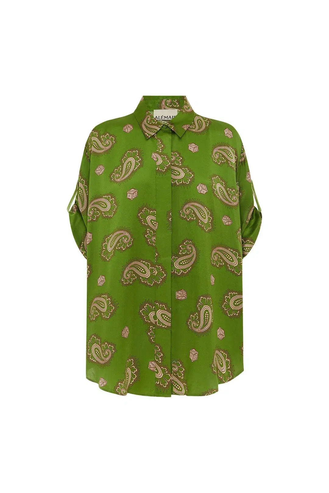 Alemais Dice Silk Shirt and Pant Set Green Size AU 14 - Image 4