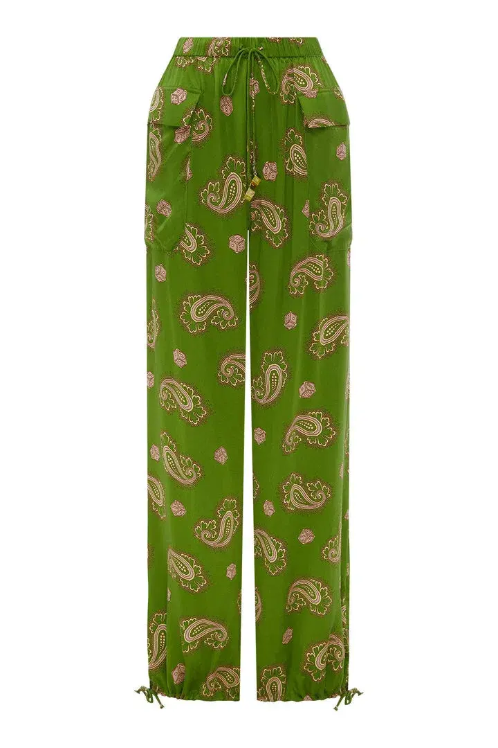Alemais Dice Silk Shirt and Pant Set Green Size AU 14 - Image 5