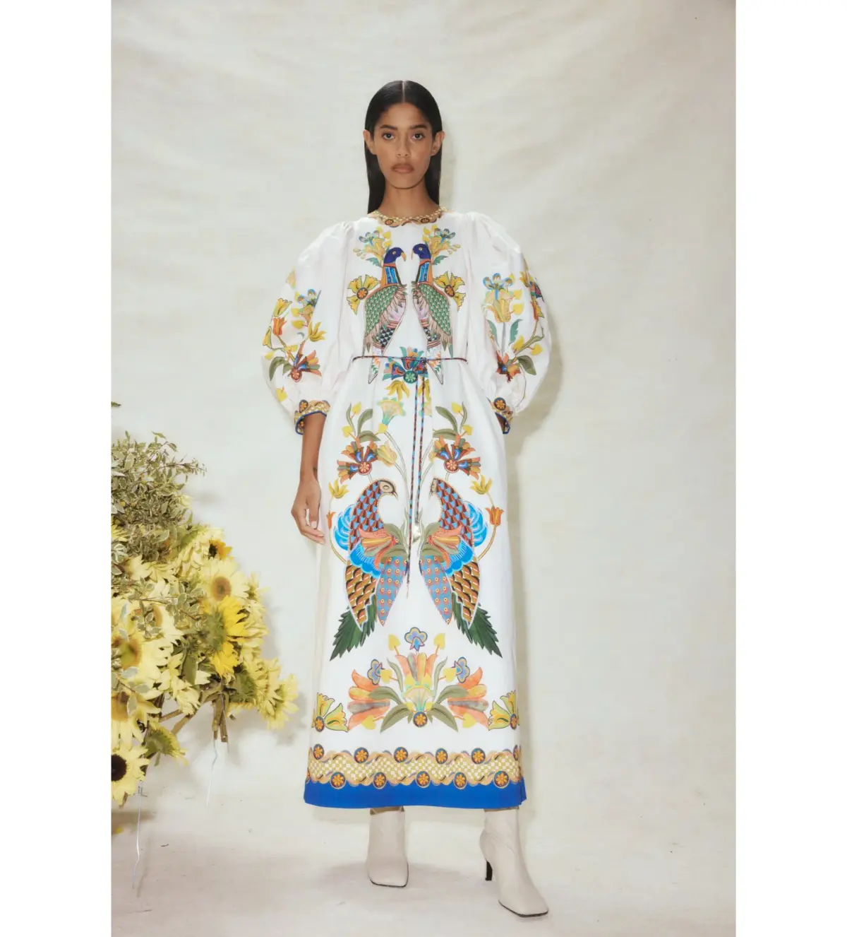 Alemais Effie Puff Sleeve Midi Dress Multi Size AU 16 - Image 1