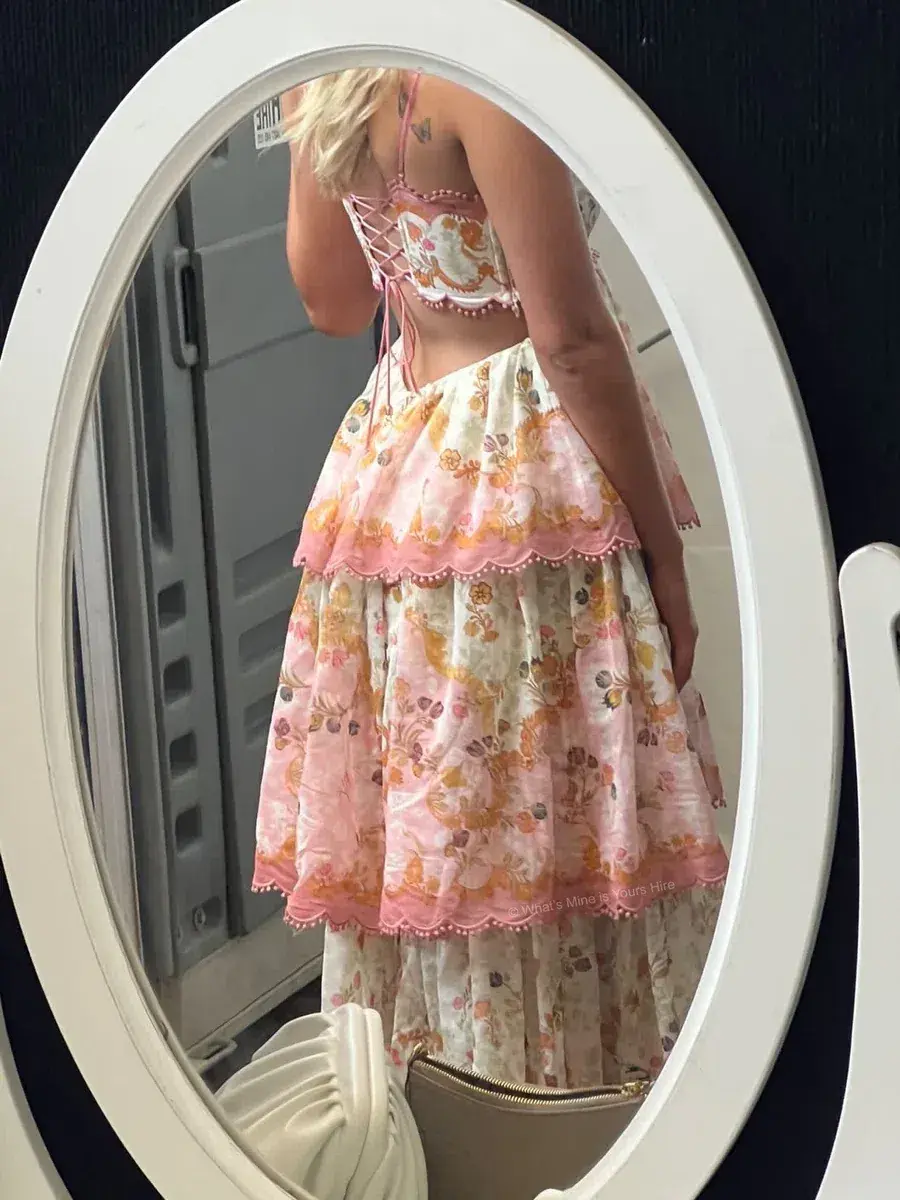 Zimmermann Laurel Frill Dress Pink Green Floral Size 2 / AU 12 - Image 4