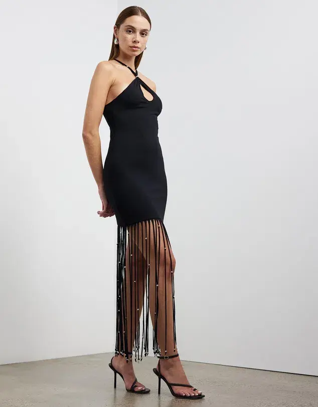 Rotate Birger Christensen Light Jersey Maxi Dress Black Size 10 - Image 2