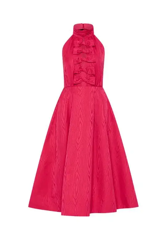 Rebecca Vallance Tahlia Halterneck Midi Dress Pink Size 8 - Image 4