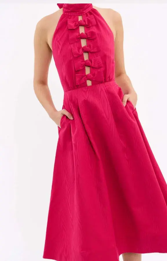 Rebecca Vallance Tahlia Halterneck Midi Dress Pink Size 8 - Image 2
