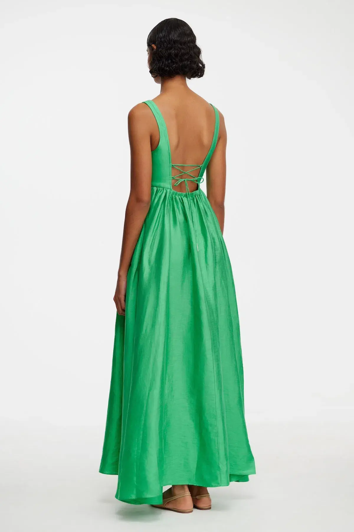 Acler Sandgate Midi Dress Shamrock Green Size 14 - Image 3
