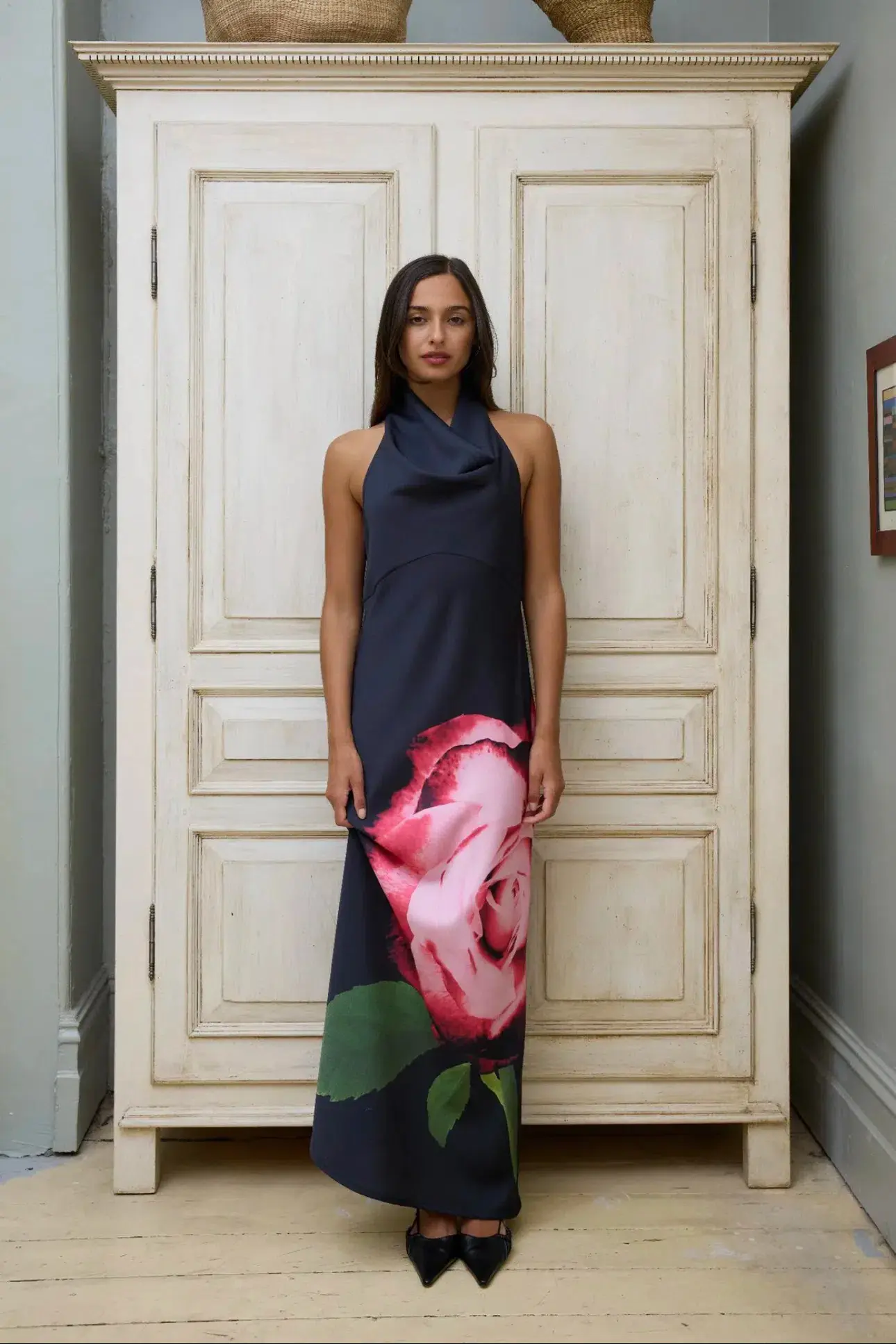 With Harper Lu Cowl Slip Dress Black Rose Size S / AU 8 - Image 1