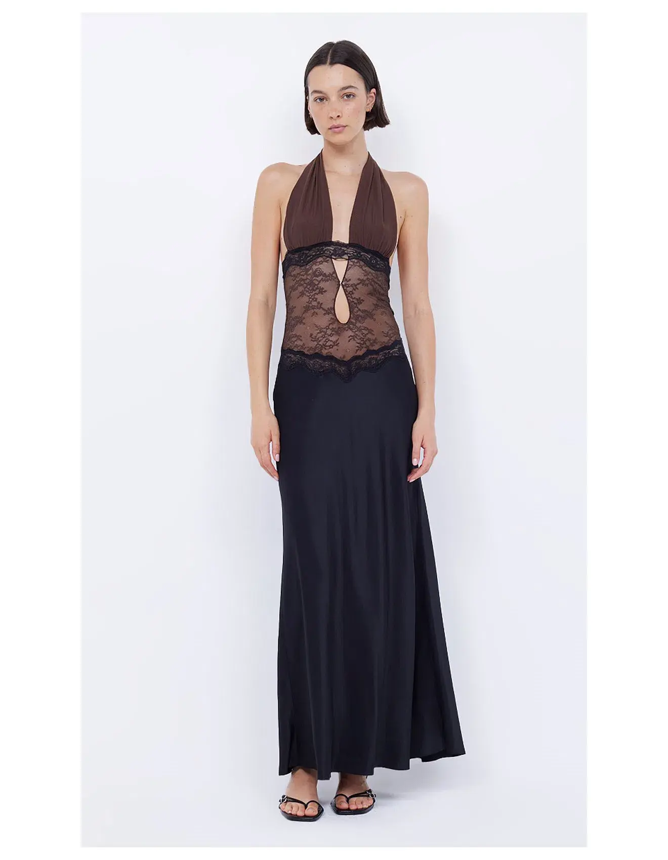 Bec & Bridge Loani Halter Maxi Dress Choc/Black Size 6 - Image 2