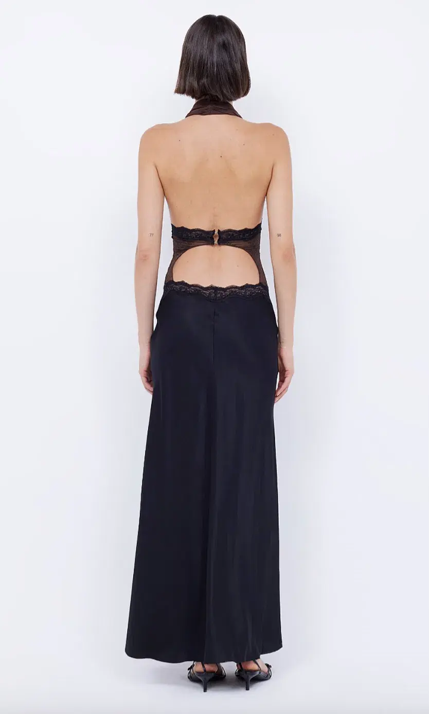 Bec & Bridge Loani Halter Maxi Dress Choc/Black Size 6 - Image 3