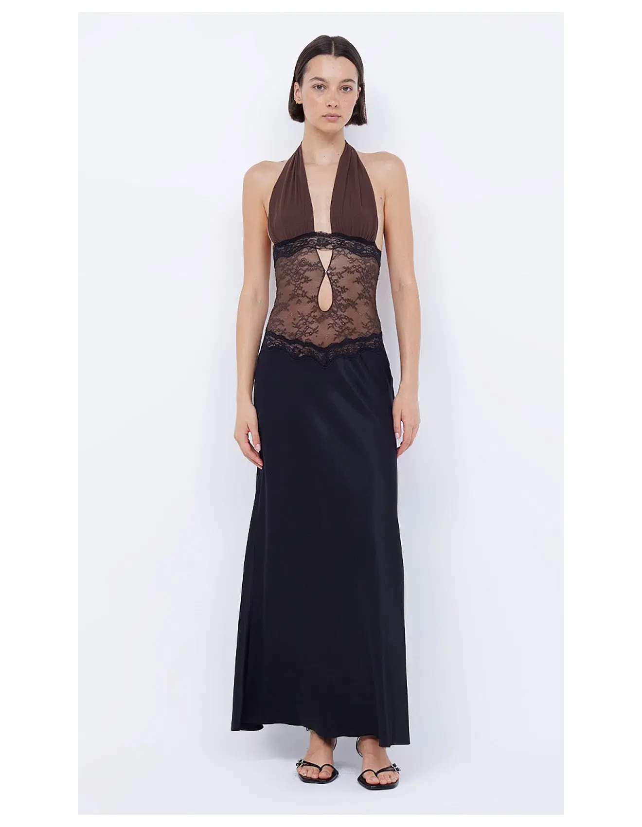 Bec & Bridge Loani Halter Maxi Dress Choc/Black Size 6 - Image 1