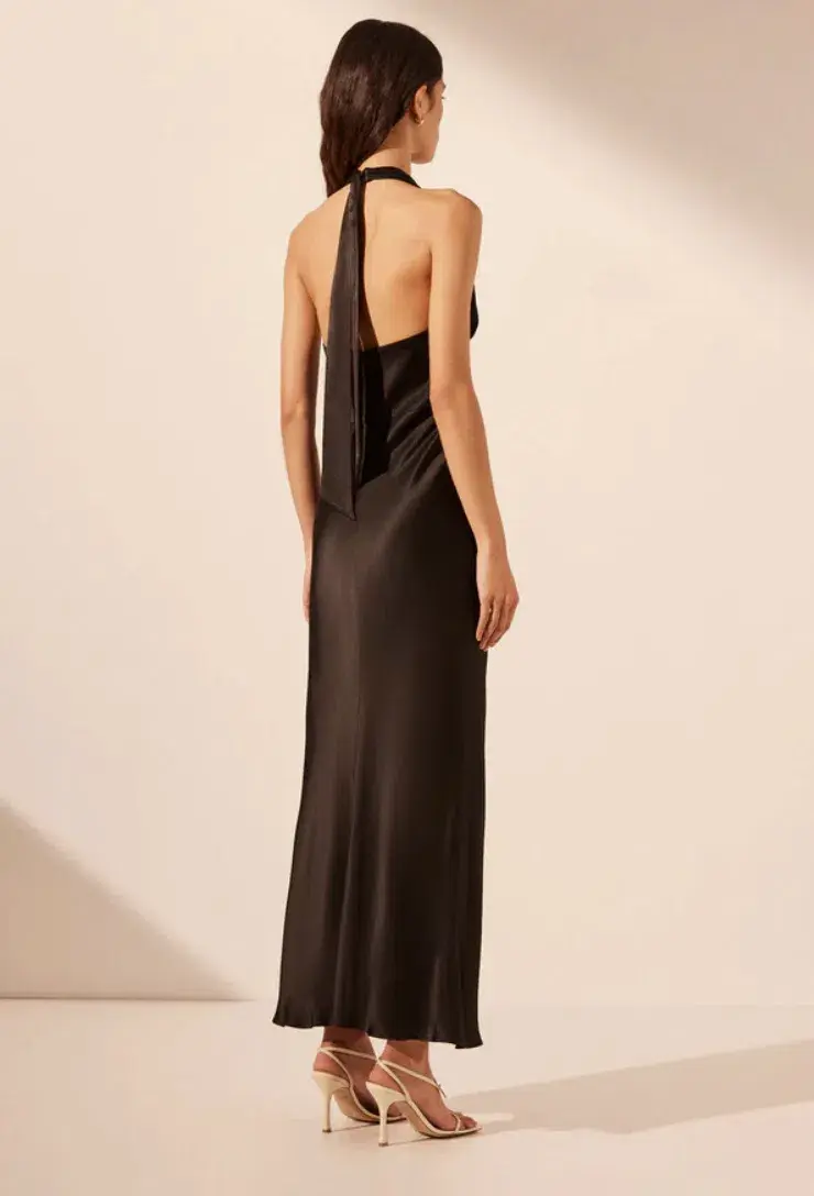 Shona Joy La Lune Plunged Halter Midi Dress in Black Size 8 - Image 3