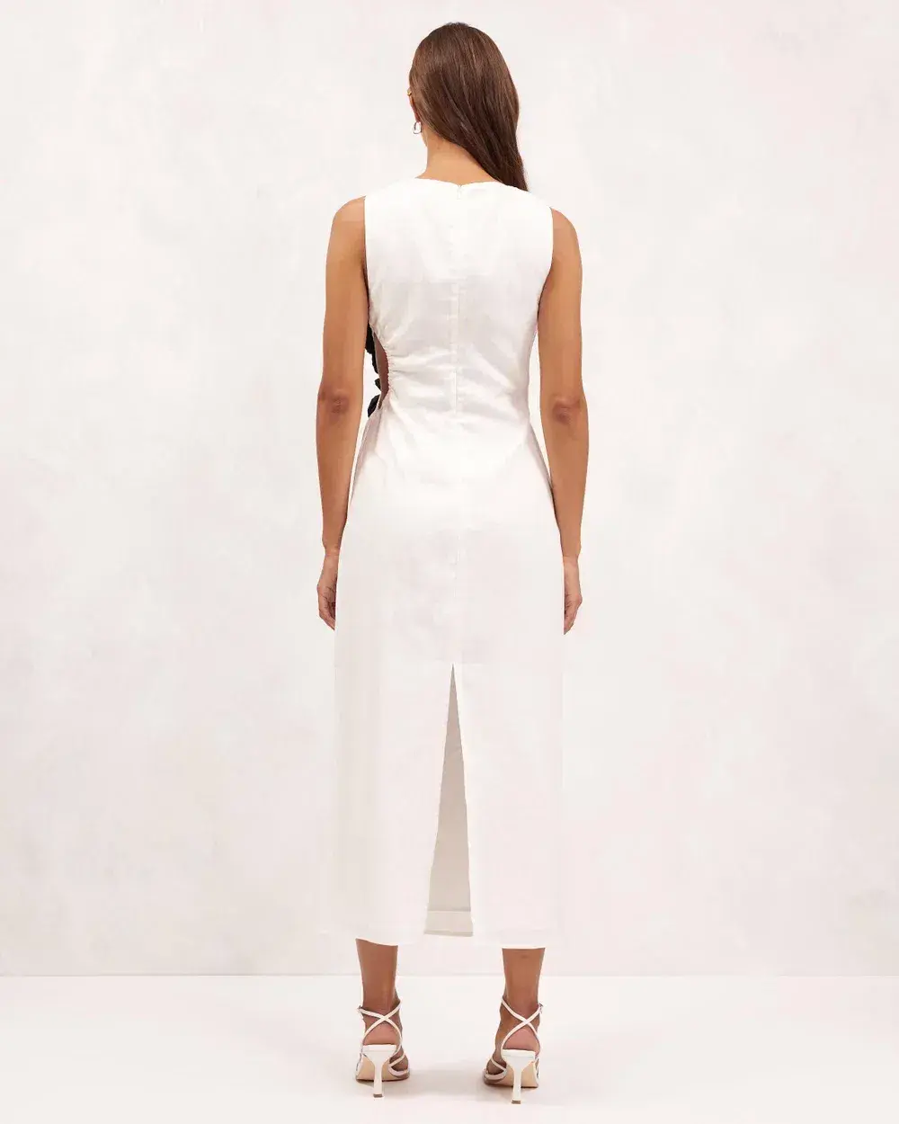 Aere Premium Rosette Midi Dress White Size AU 8 - Image 3