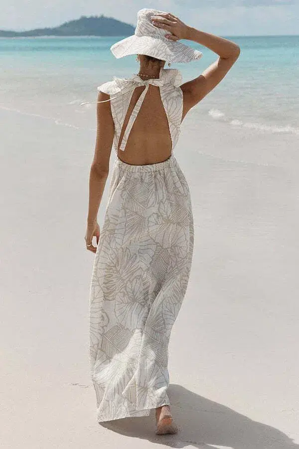 Dissh Malta Palm Frill Dress Print Size AU 8 - Image 4