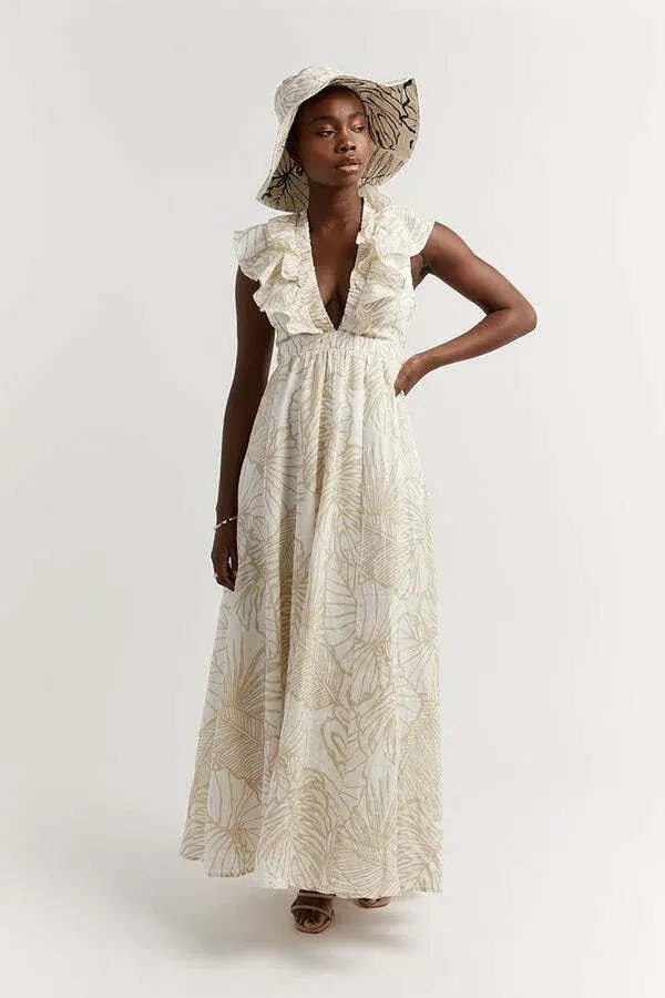 Dissh Malta Palm Frill Dress Print Size AU 8 - Image 1