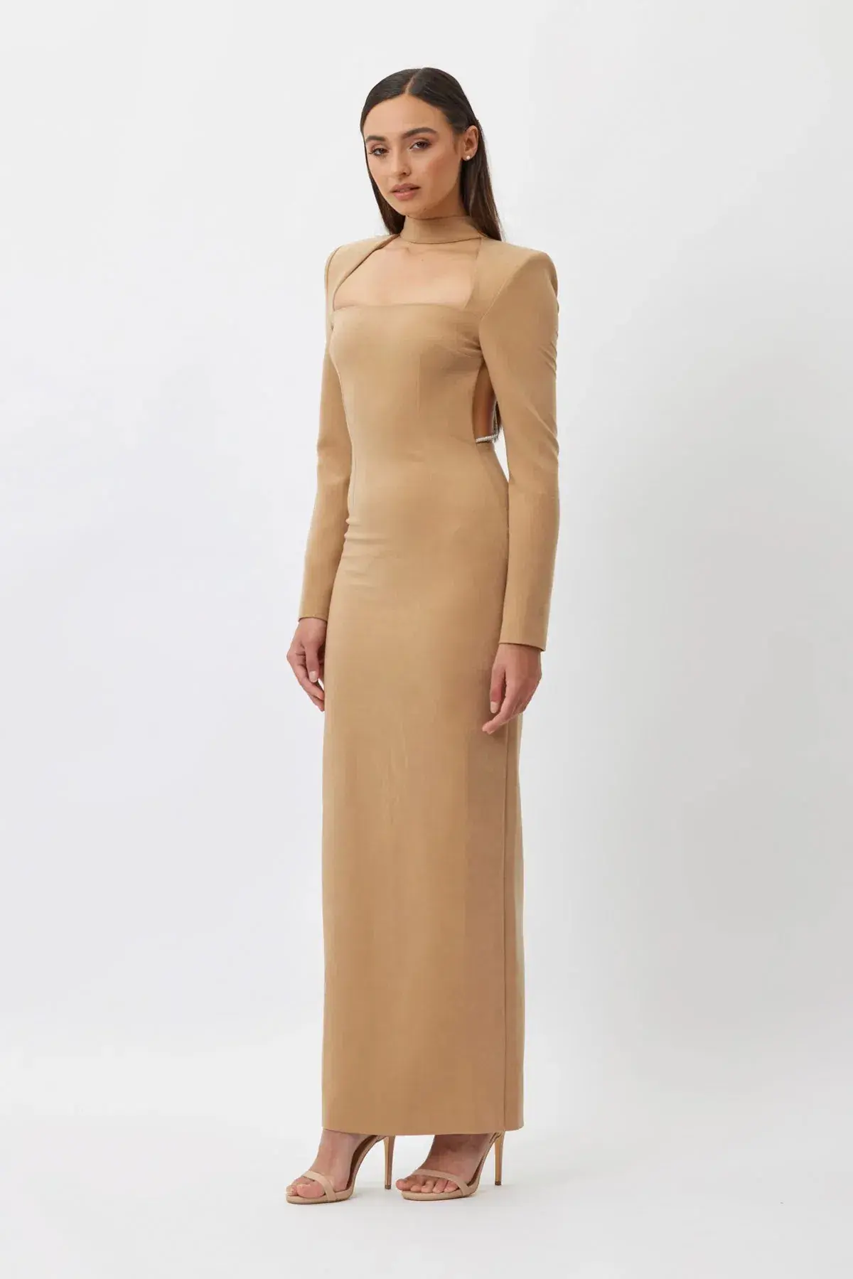 FOR SALE: BIANCA & BRIDGETT MACKENZIE BACKLESS DRESS BEIGE - Image 4