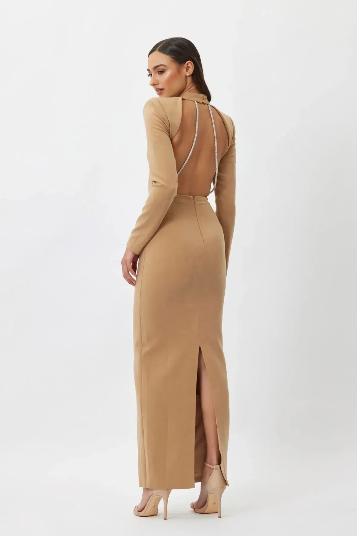 FOR SALE: BIANCA & BRIDGETT MACKENZIE BACKLESS DRESS BEIGE - Image 2