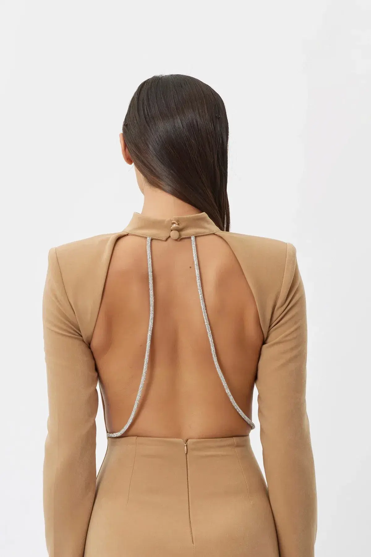 FOR SALE: BIANCA & BRIDGETT MACKENZIE BACKLESS DRESS BEIGE - Image 3