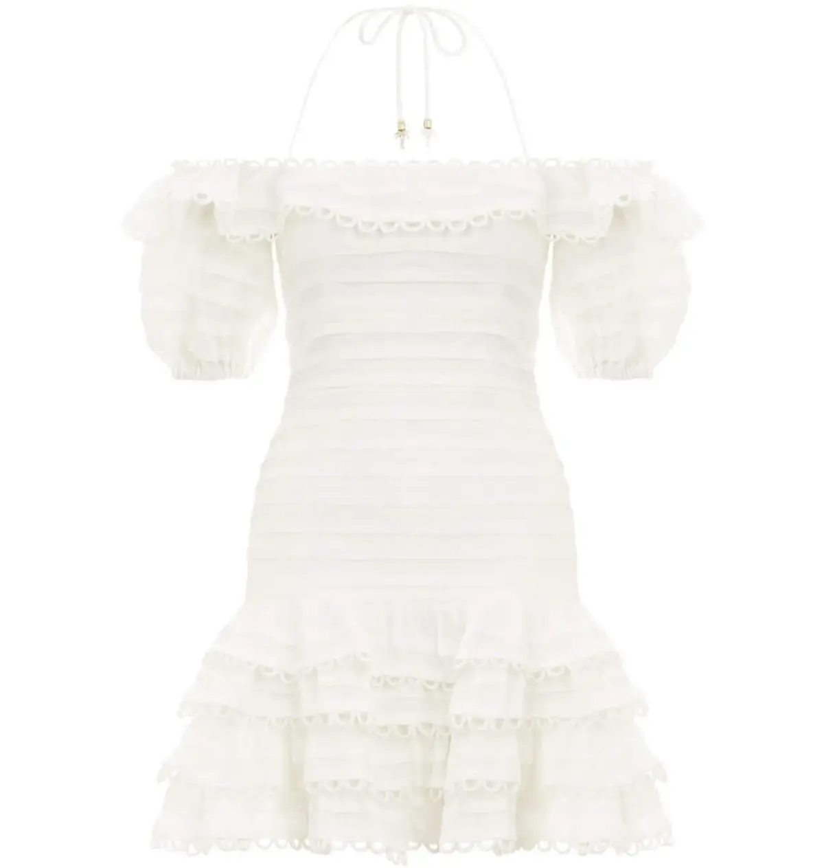 Zimmermann Allia Pintuck Short Dress Ivory Size 0P / AU 6 - Image 3