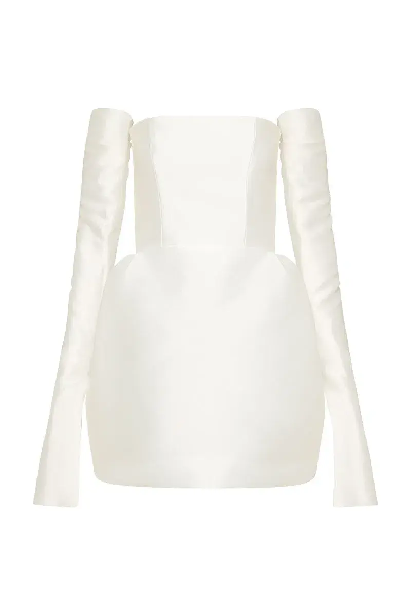 Mariam Seddiq Luis Mini Dress Ivory Size AU 8  for rent on The Volte - main image