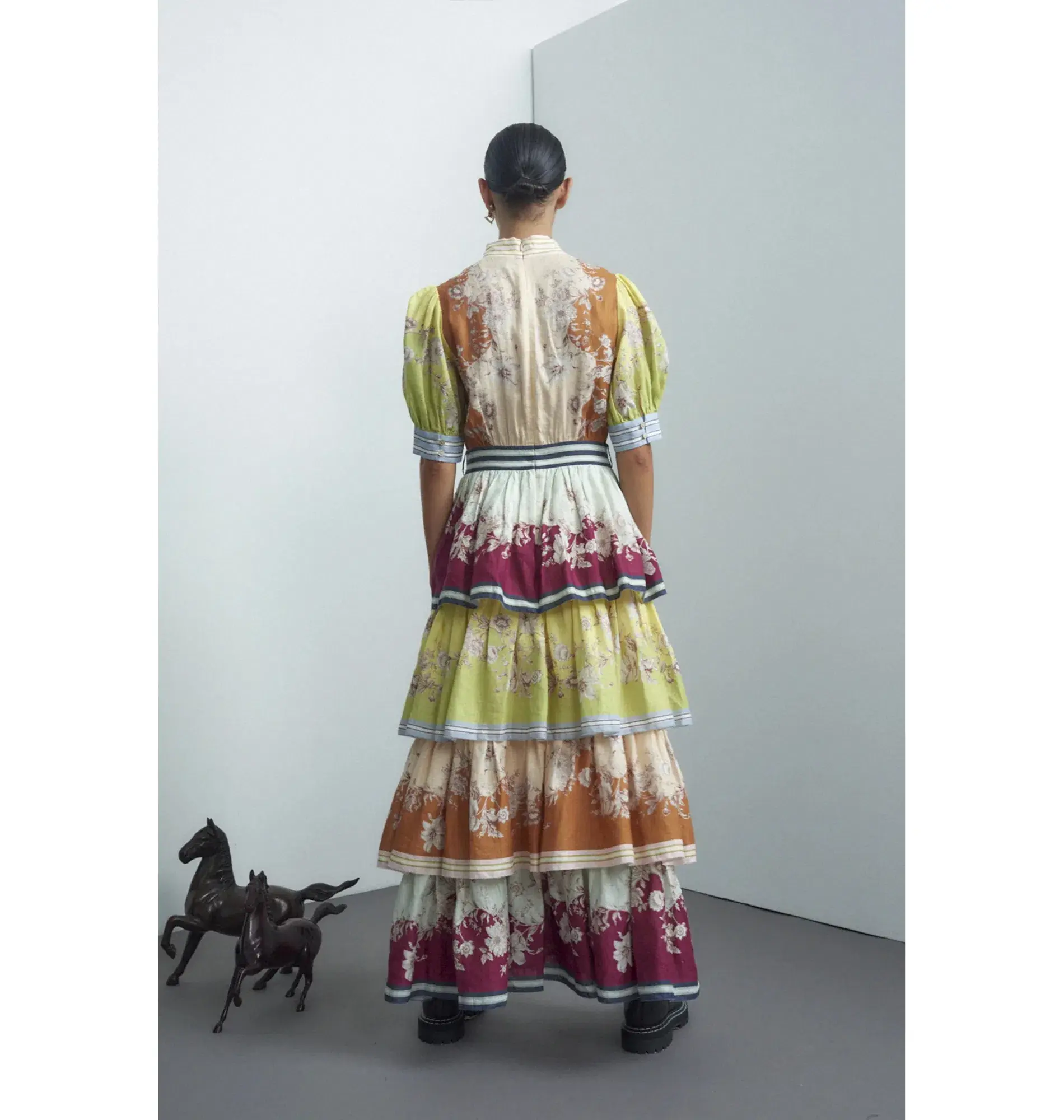 Alemais Marlow Frill Midi Dress Multi Size AU 14 - Image 3