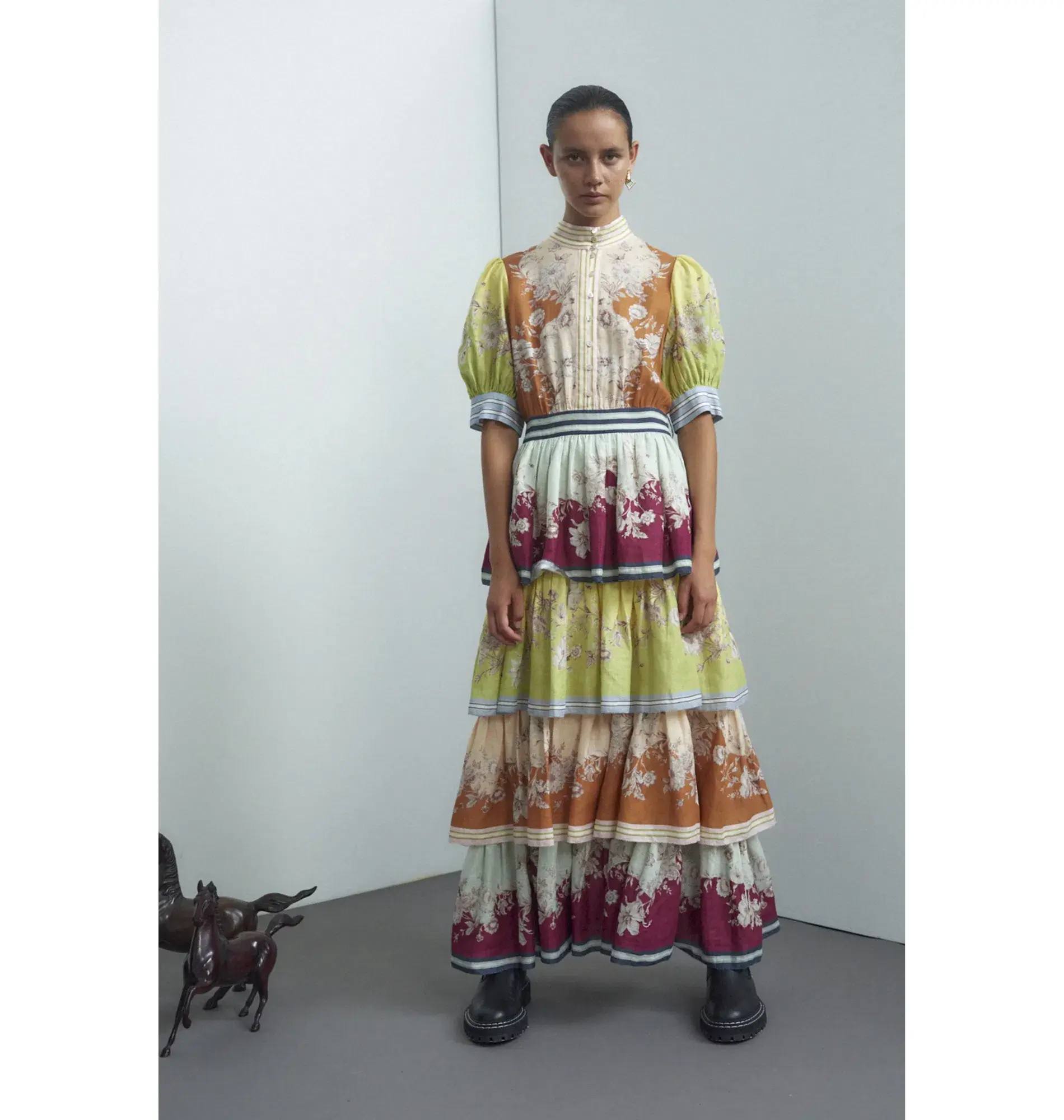 Alemais Marlow Frill Midi Dress Multi Size AU 14 - Image 2
