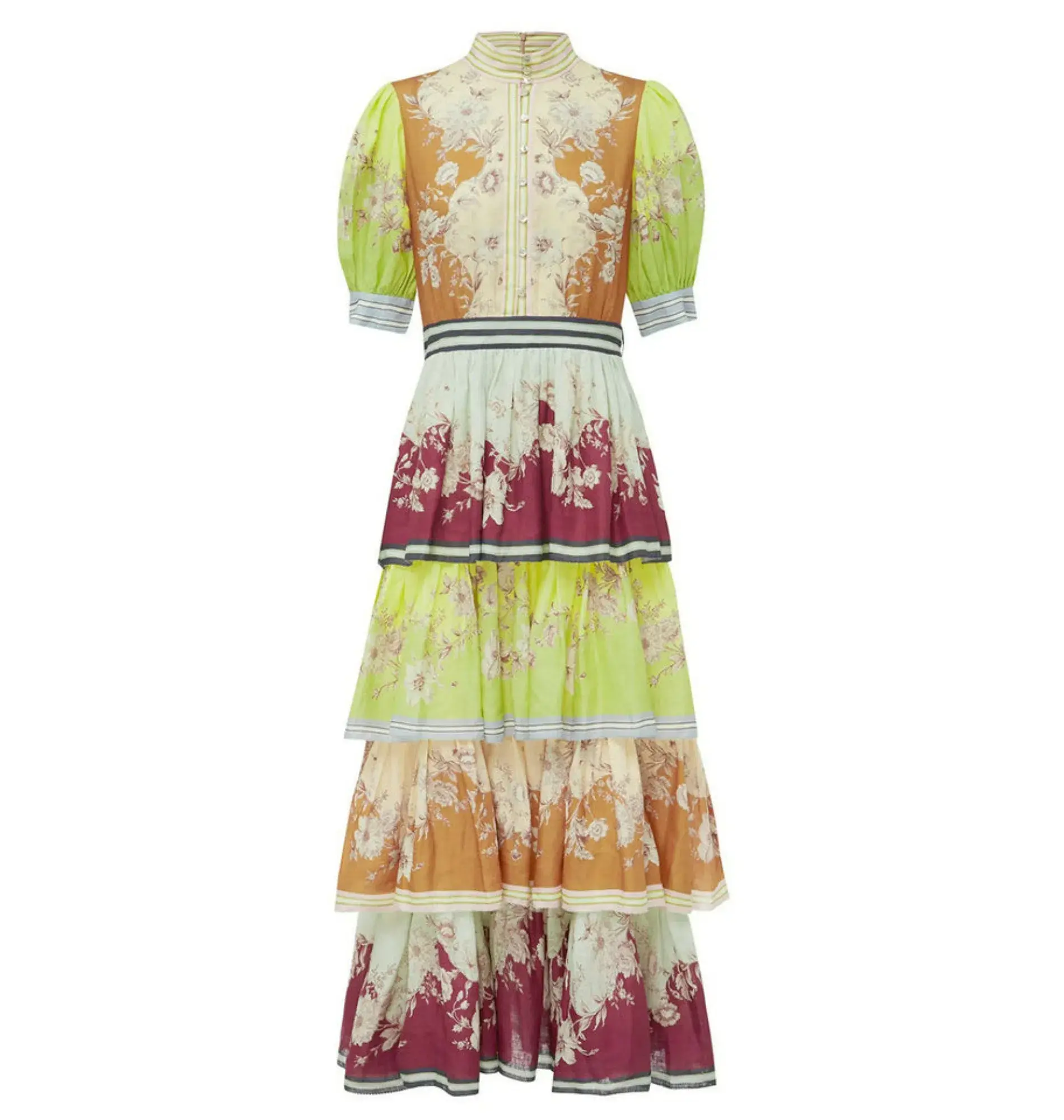 Alemais Marlow Frill Midi Dress Multi Size AU 14 - Image 4