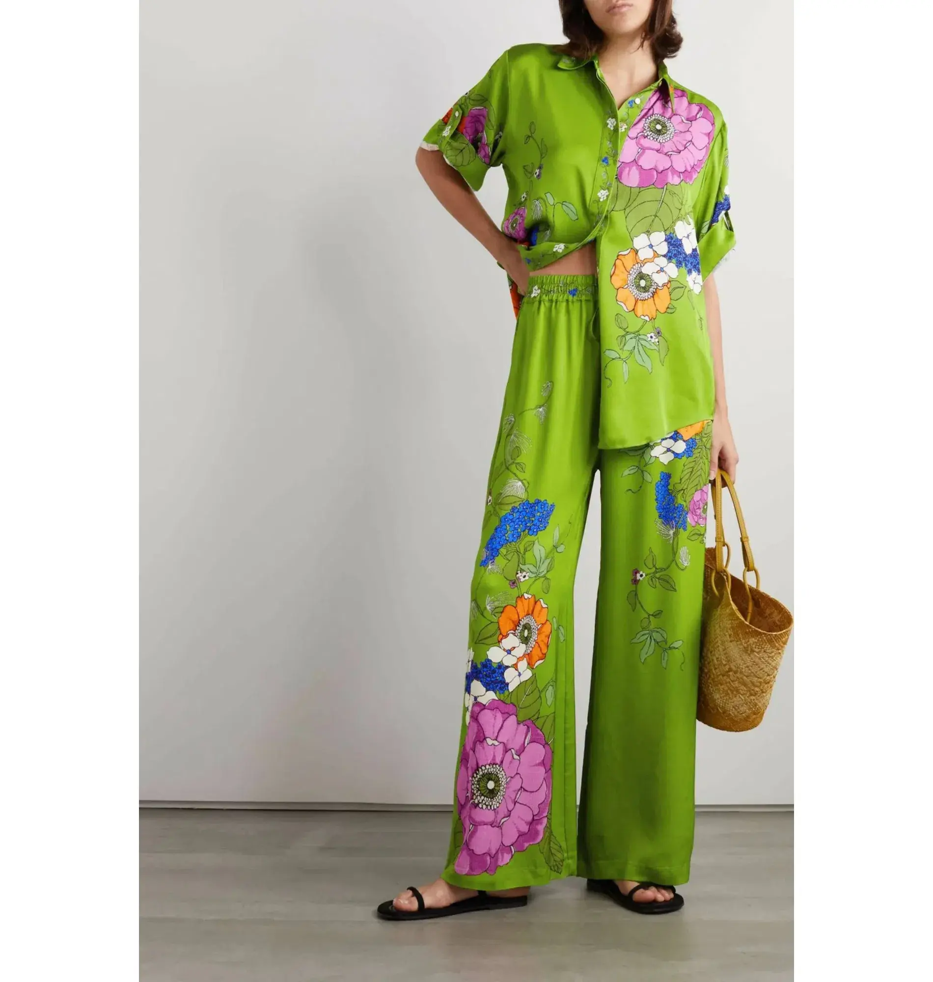 Alemais Olivia Shirt and Pant Set Green Print Size AU 14 - Image 1