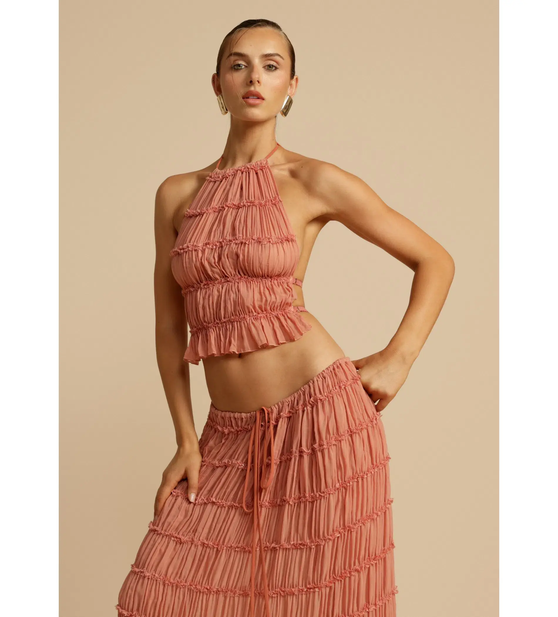 Arcina Ori Juliette Halter and Skirt Set in Peach Size 8 - Image 2