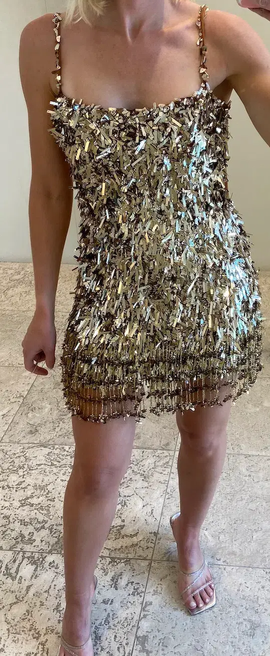 Rachel Gilbert Posie Mini Dress Gold Size 1/Au 8  - Image 2