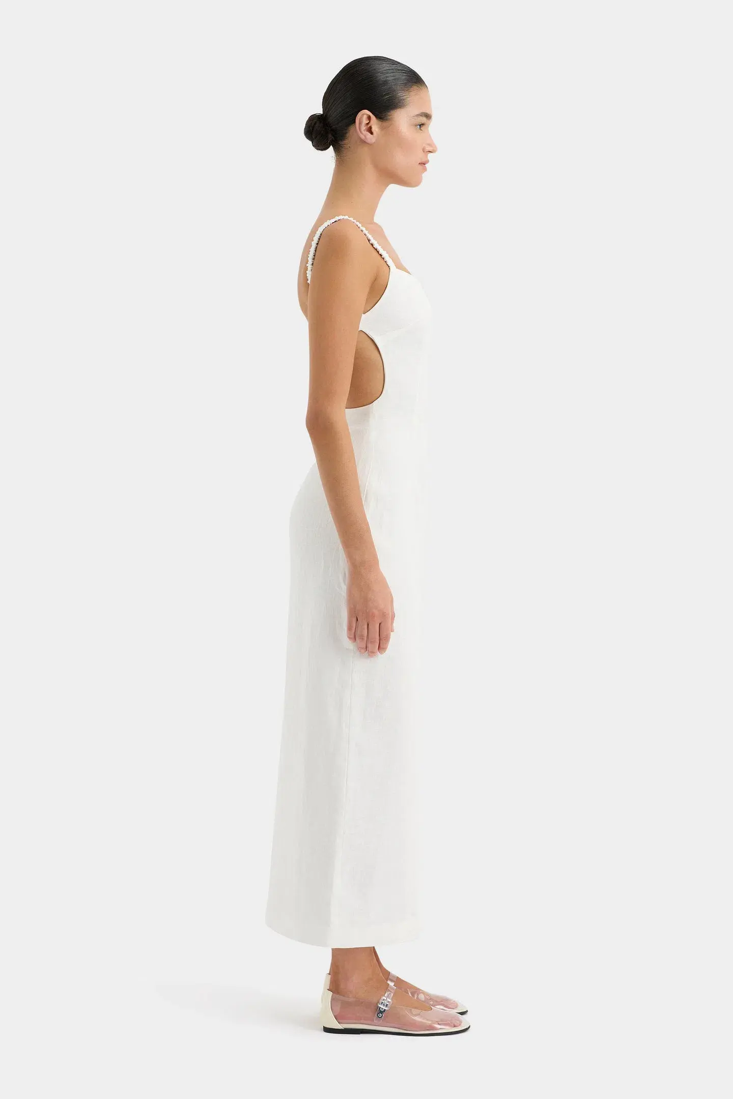 Sir the Label Primrose Ruched Midi Dress Ivory White Size 1 / AU 8 - Image 4