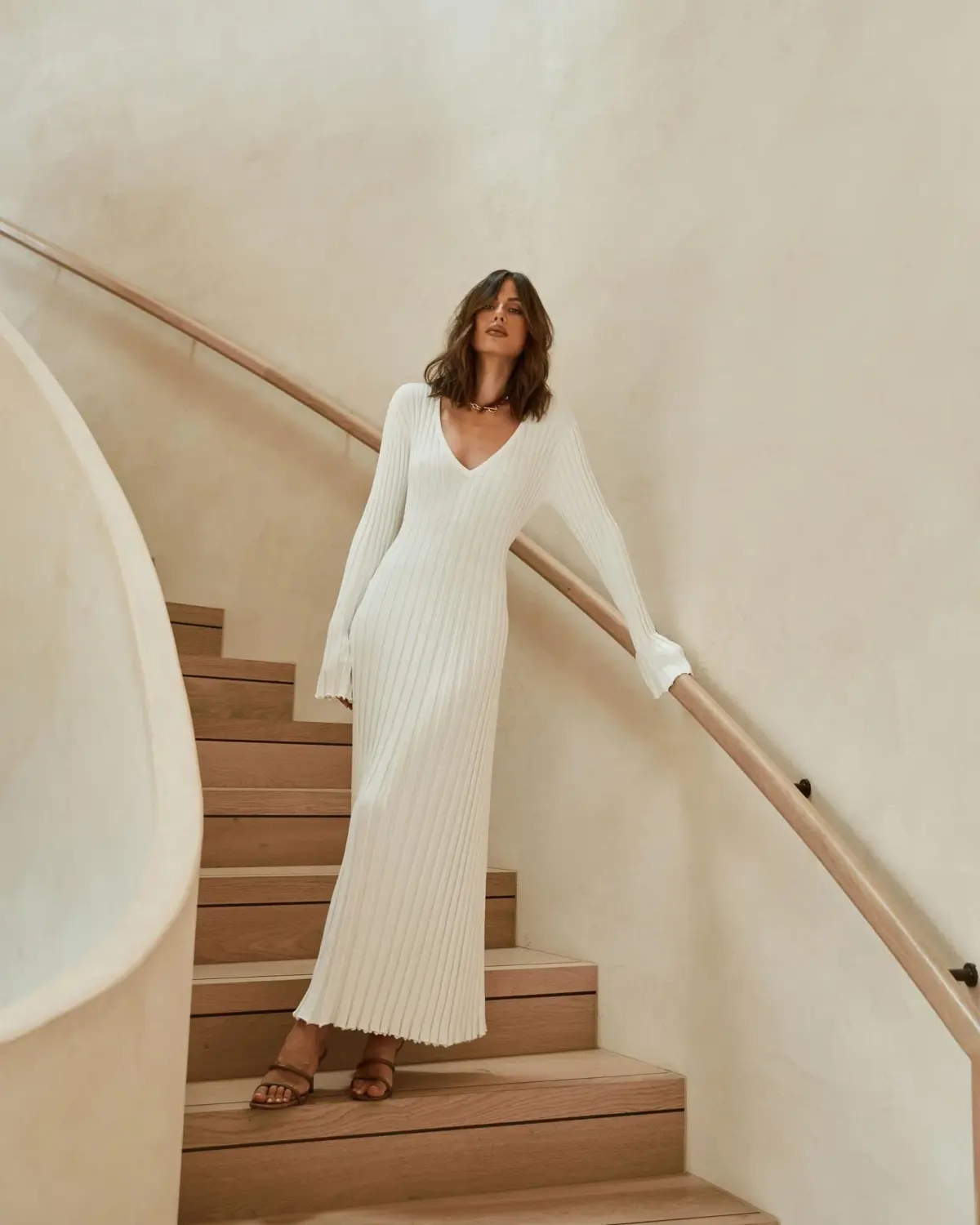 Dissh Reign Sleeved Knit Dress White Size 10 - Image 1