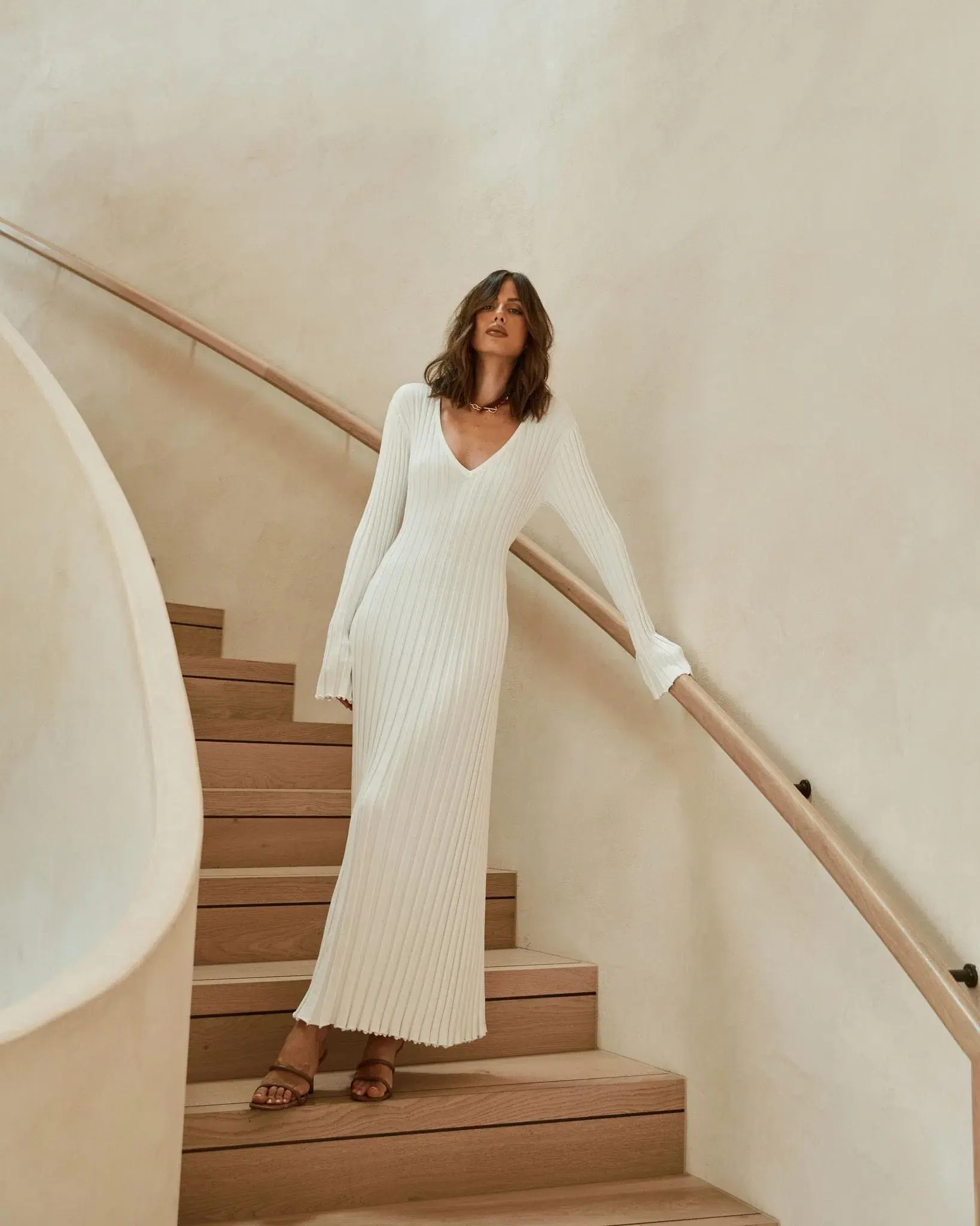 Dissh Reign Sleeved Knit Dress White Size 10 - Image 1