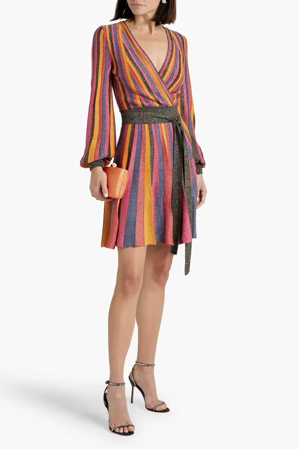 Rebecca Vallance Marsha Wrap Mini Dress Metallic Size M / AU 10 - Image 1