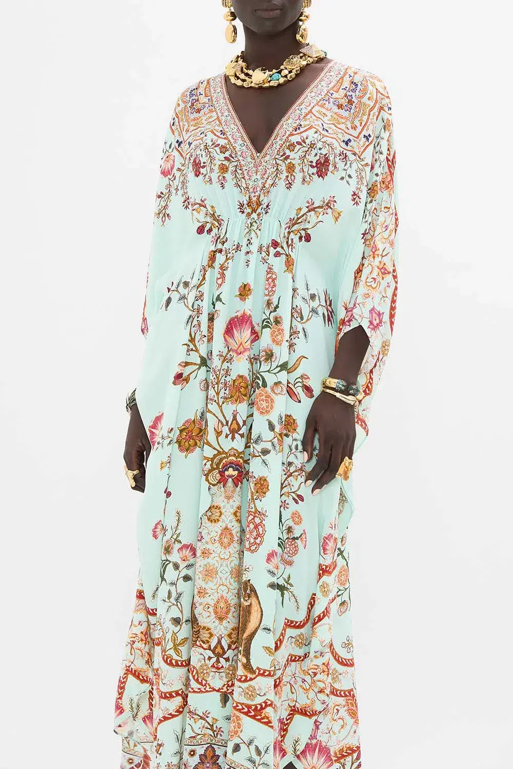 Camilla Weaving Worlds Gathered Waist Kaftan Floral One Size - Image 2