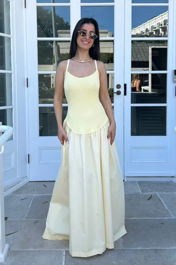 Friend of Audrey Olga Contrast Knit Full Dress Lemon Size 12 - Image 2