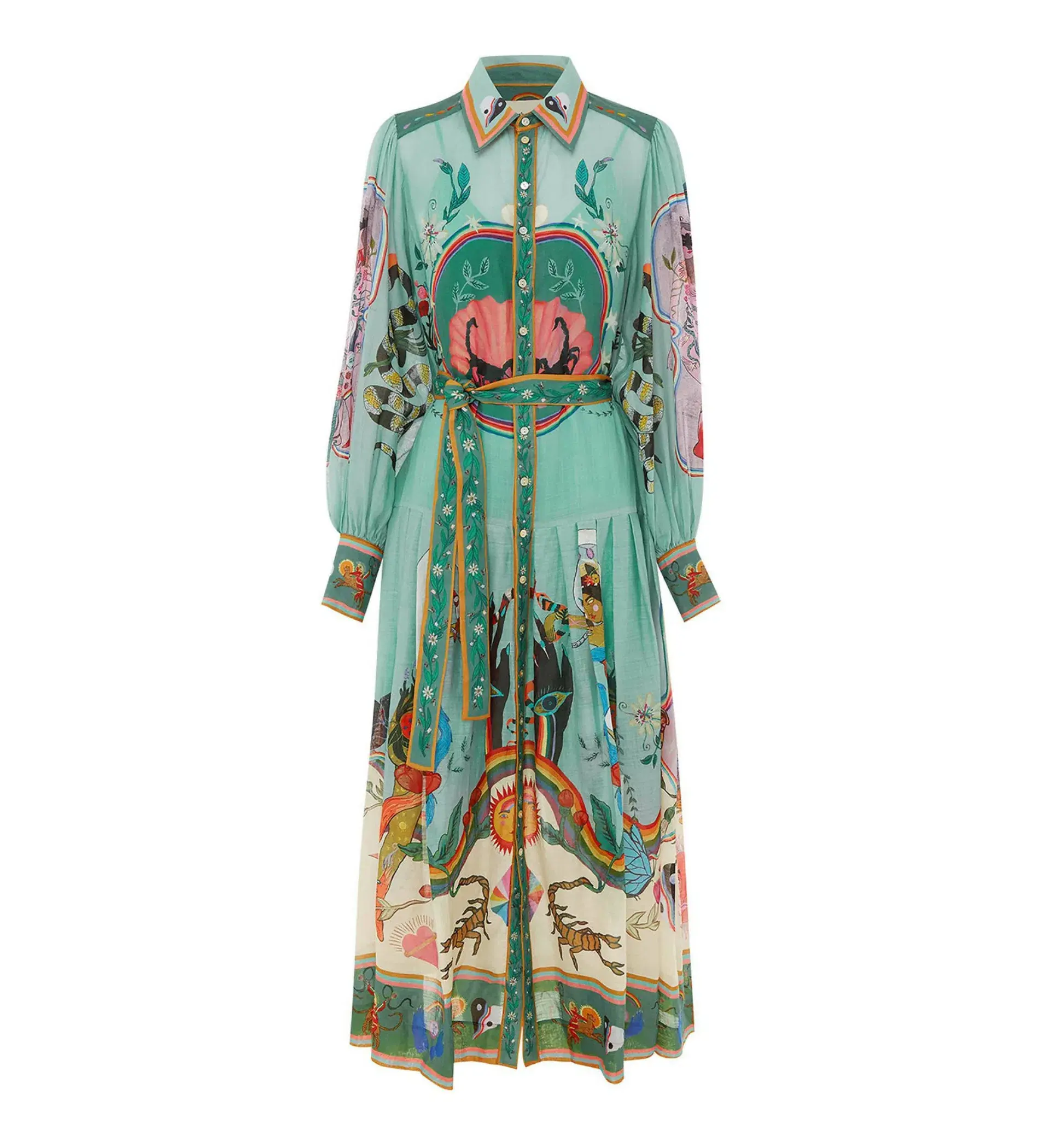 Alemais Evergreen Midi Shirtdress Green/Print Size 14 - Image 3
