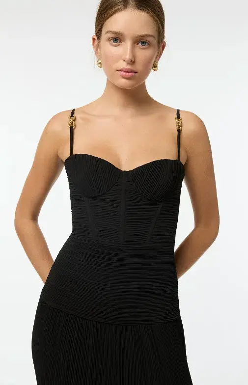 Manning Cartell Double Time Pleat Maxi Dress Black Size AU 6 - Image 5