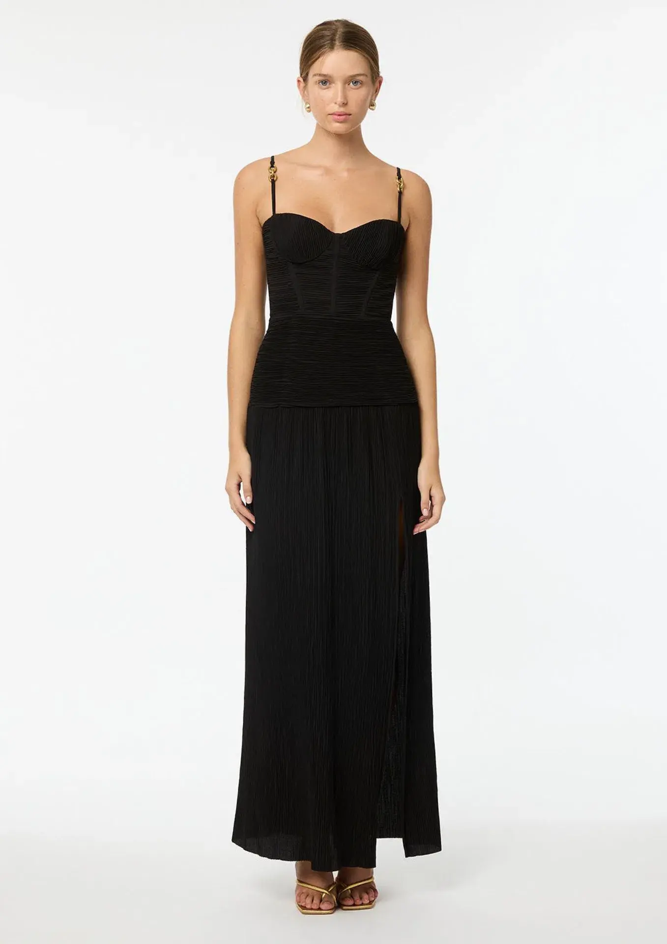 Manning Cartell Double Time Pleat Maxi Dress Black Size AU 6 - Image 1