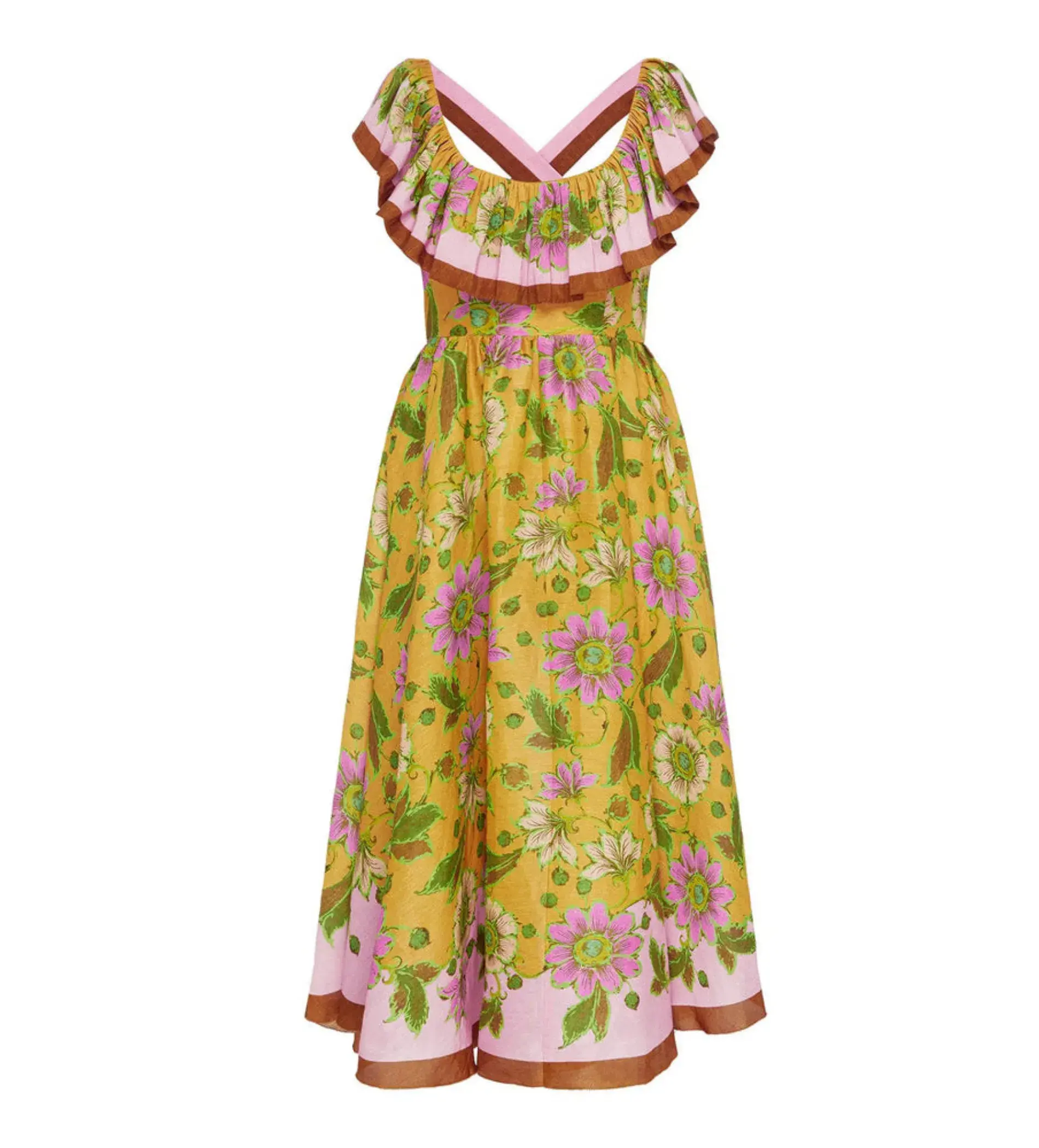 Alemais Winnie Ruffle Neck Midi Dress Floral Size 12 - Image 4