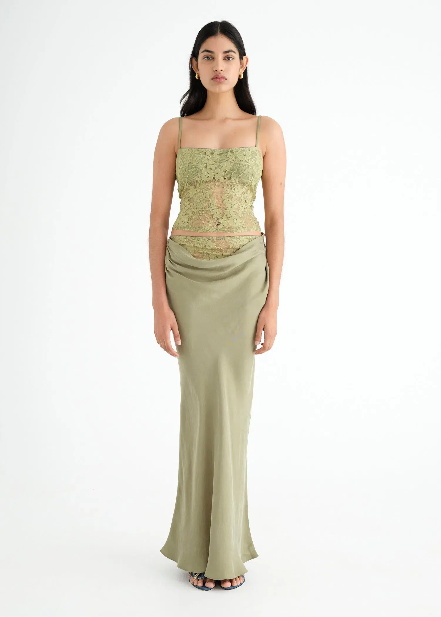 Benni Miko Cami Top and Skirt Set Pear Green Size 8 - Image 1
