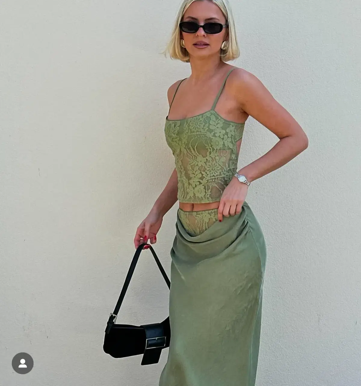 Benni Miko Cami Top and Skirt Set Pear Green Size 8 - Image 3