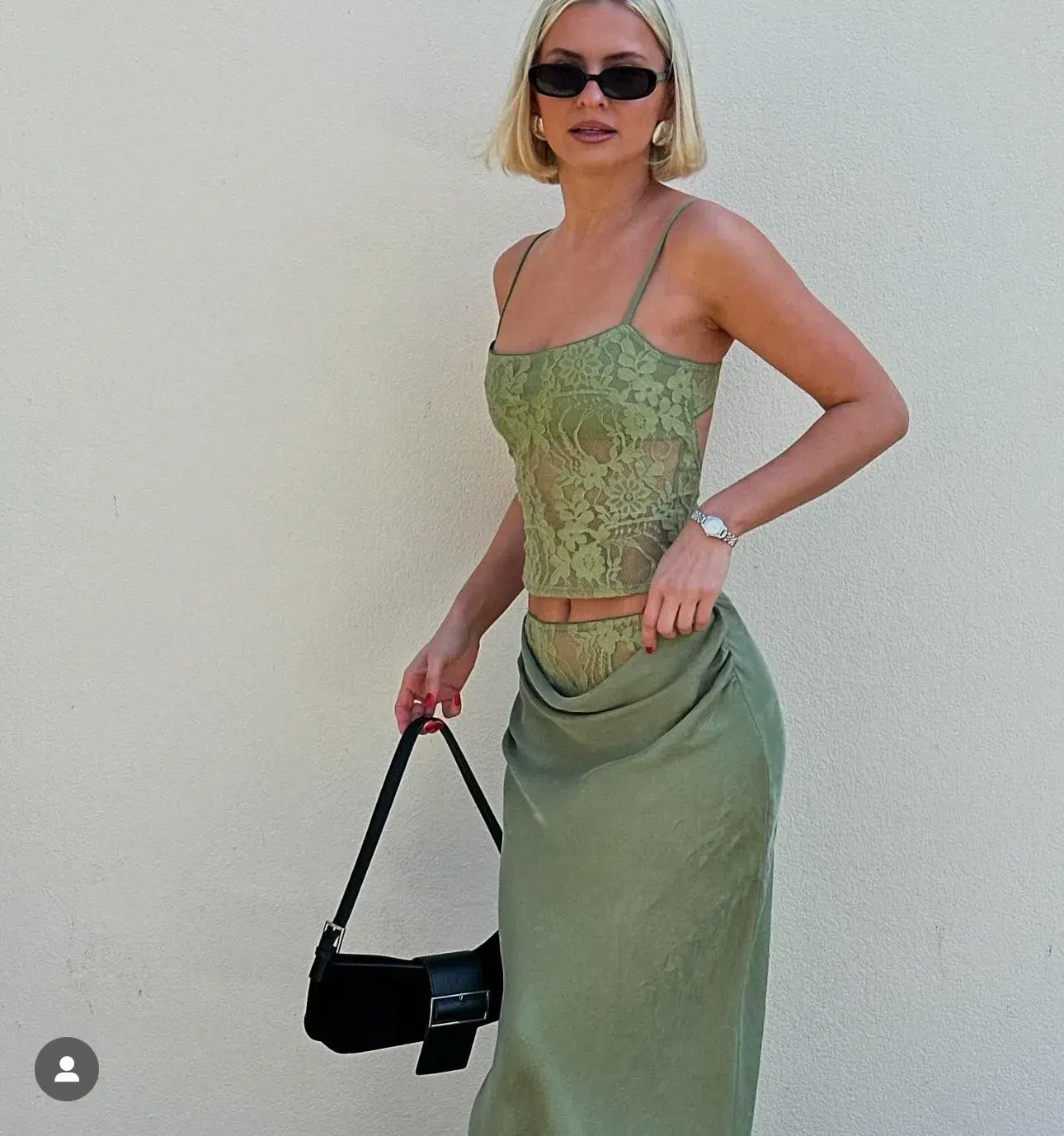 Benni Miko Cami Top and Skirt Set Pear Green Size 8 - Image 3